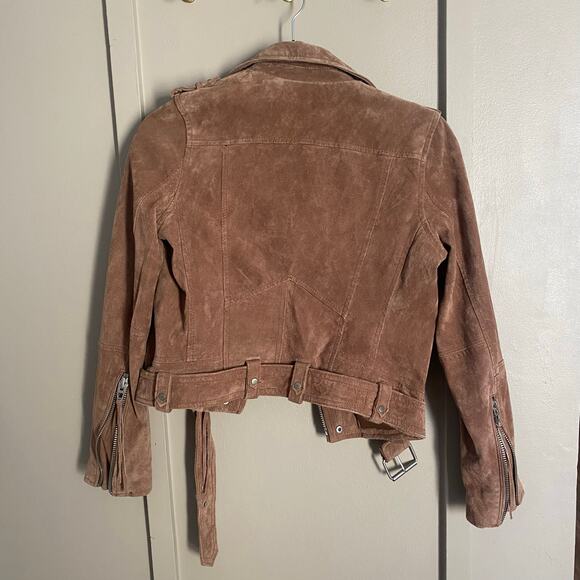 Blank NYC Suede Leather Belted Moto Jacket XS - Picture 3 of 7